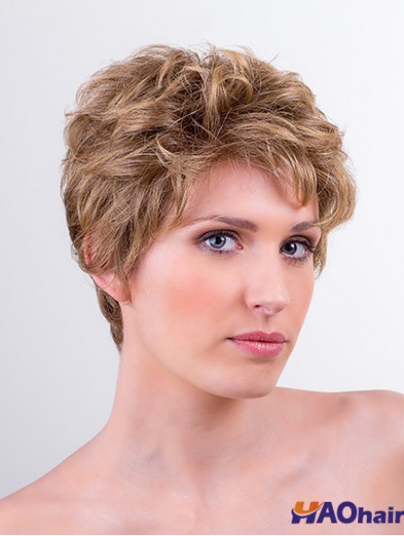 Monofilament synthétique 6  inchBoycuts Perruques courtes blondes ondulées pour femmes