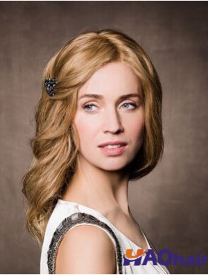 Monofilament synthétique 14  inchlongue ondulée blonde sans frange perruque Cancer