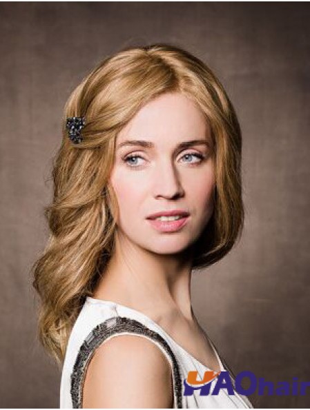 Monofilament synthétique 14  inchlongue ondulée blonde sans frange perruque Cancer