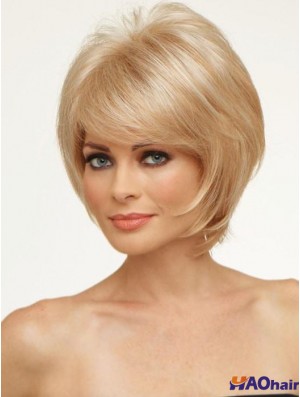 Cuivre avec frange droite 8 pouces longueur de menton monofilament cheveux Topper