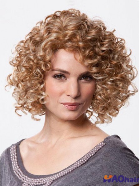 Couleur de brun de style bouclé de longueur de menton de perruque mono avec synthétique