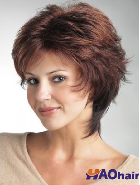 Perruque Avant de Lacet UK Longueur Courte Style Droit Couleur Auburn