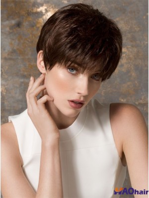 Boycuts Cropped Brown Straight Fashion Petite Perruques