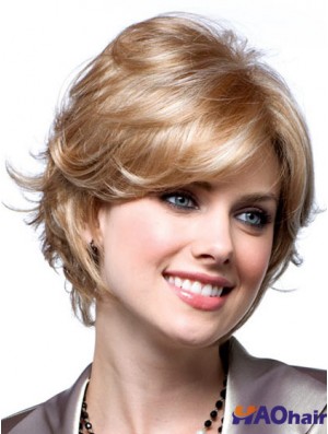 Perruques Monotop pas chères avec couleur blonde monofilament courte longueur