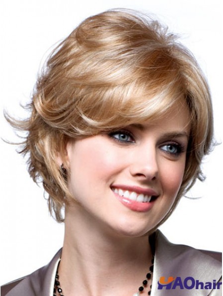 Perruques Monotop pas chères avec couleur blonde monofilament courte longueur