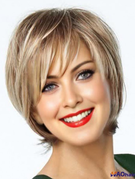 Perruques avant en dentelle à vendre avec une frange courte couleur blonde