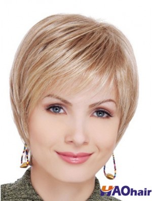Meilleures perruques avant en dentelle blonde courte droite en couches