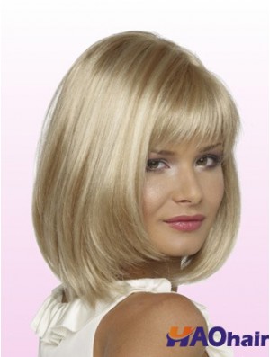 Bobs menton longueur blonde droite tendance petites perruques