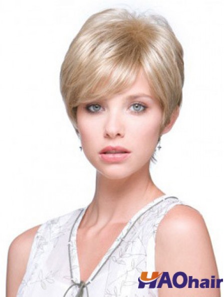 6 pouces en ligne droite Boycuts Blonde perruques courtes