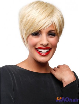 Abordable Blonde courte droite Boycuts perruques avant de lacet