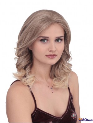 Longs bouclés sans frange Flexibilité Blonde Lace Front Wigs