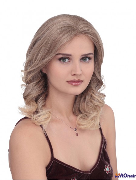 Longs bouclés sans frange Flexibilité Blonde Lace Front Wigs