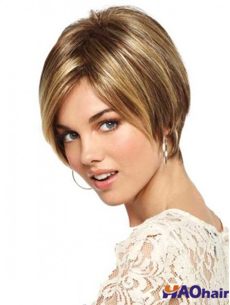Perruques de Bob lisses blondes monofilament droites courtes
