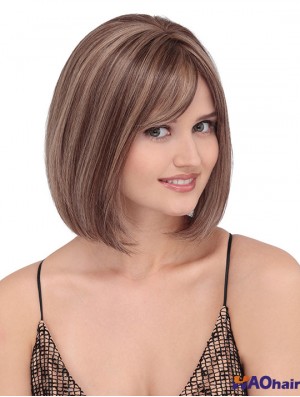 Longueur d'épaule droite Blonde 12  inchLace Front Discount Bob Perruques