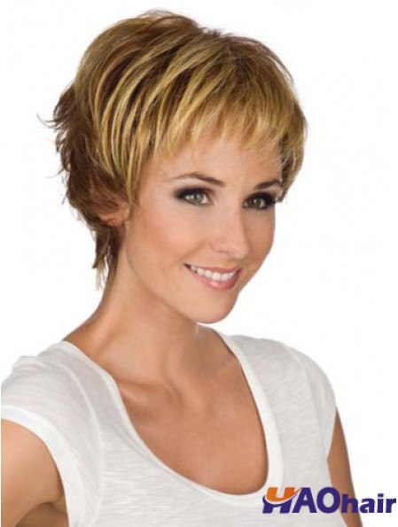 6  inchmoderne ondulé Boycuts Blonde perruques courtes