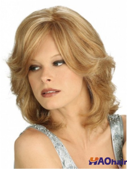 Perruque Blonde Longueur Ondulée Layered 100% Perruque Nouée à la Main Boutique en ligne
