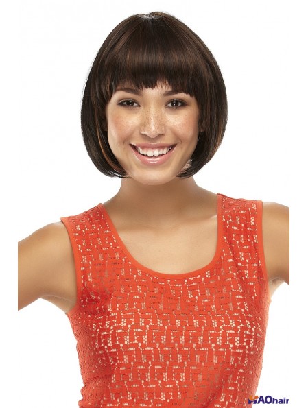 Avant de lacet Longueur de menton Droite Brun Trendy Bob Perruques