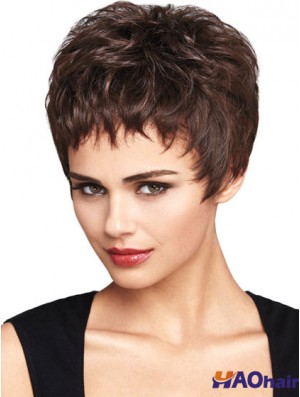 Perruques avant en dentelle ondulées naturelles Boycuts ondulées