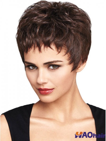 Perruques avant en dentelle ondulées naturelles Boycuts ondulées