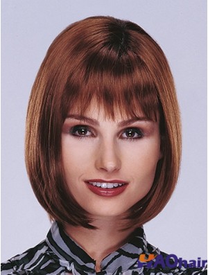 Perruques Bob Auburn Top Monofilament Straight Longueur Menton