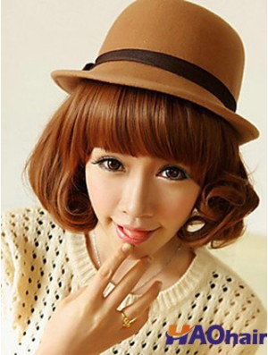 Longueur de menton avant en dentelle Wavy Auburn Perruques Bob abordables