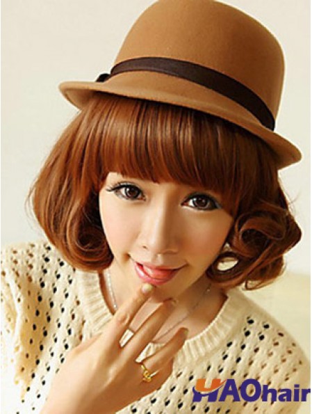 Longueur de menton avant en dentelle Wavy Auburn Perruques Bob abordables