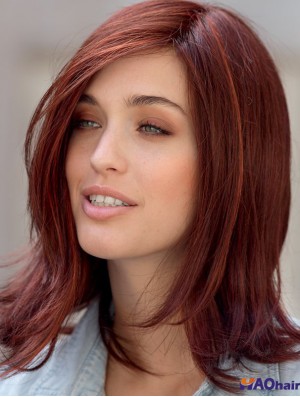 Perruques en ligne Monofilament Couleur rouge Style droit Coupe en couches