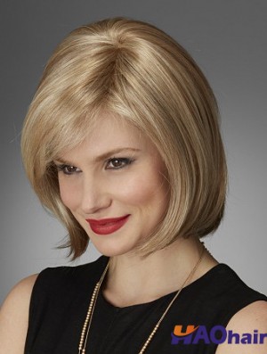 Perruques avant en dentelle blonde naturelle avec longueur de menton droite
