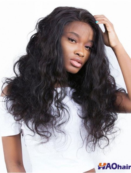 Sans Frange Perruques de Cheveux Humains Remy 20  inchNoir Ondulés 360 Dentelle