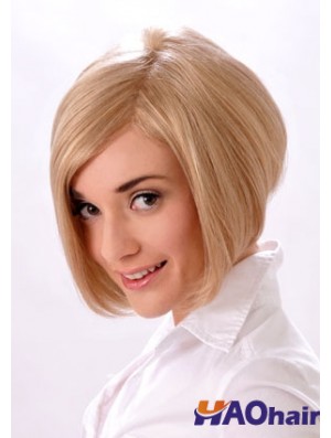 Perruques de Bob de style blond monofilament droit de longueur de menton