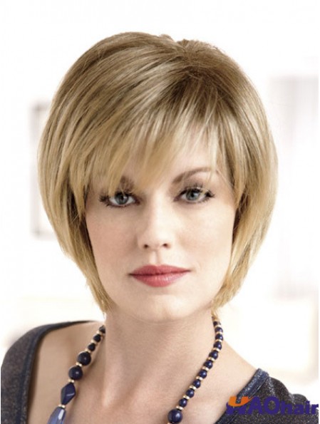 Perruques monofilament blondes lisses de 8 po