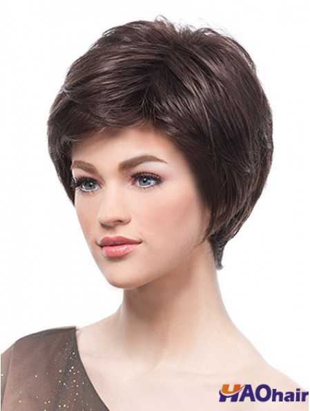6  inchen ligne Brown Boycuts monofilament perruques