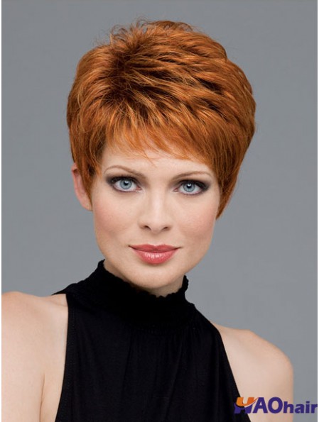 Bon Auburn recadrée ondulée Boycuts monofilament perruques