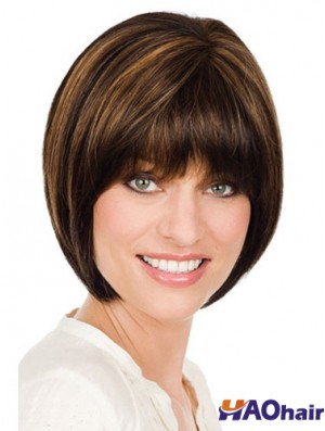 Perruques Monofilament Bobs Straight Longueur Bob Chin