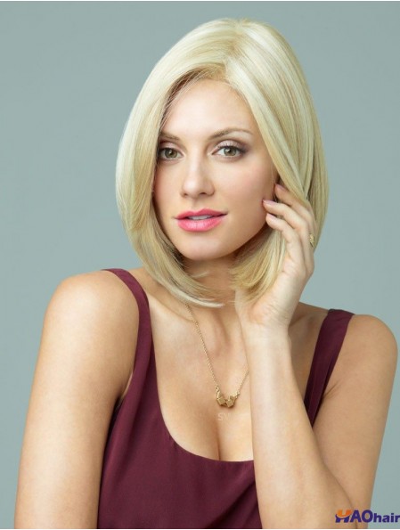 Perruques courtes blondes tendance en couches droites de 12  inch