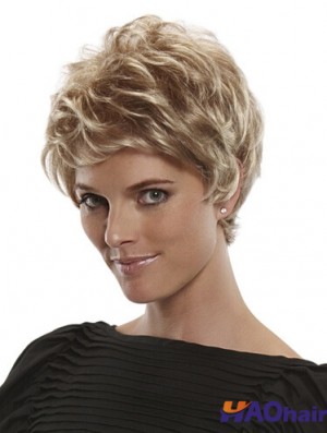 Boycuts courts et droits Flexibilité blonde 100% perruques nouées à la main