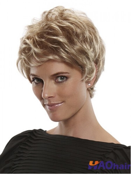 Boycuts courts et droits Flexibilité blonde 100% perruques nouées à la main