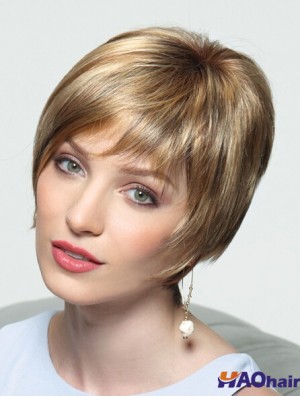 Perruques Monofilament Blondes 8  inchCourtes Droites Courtes Lisses