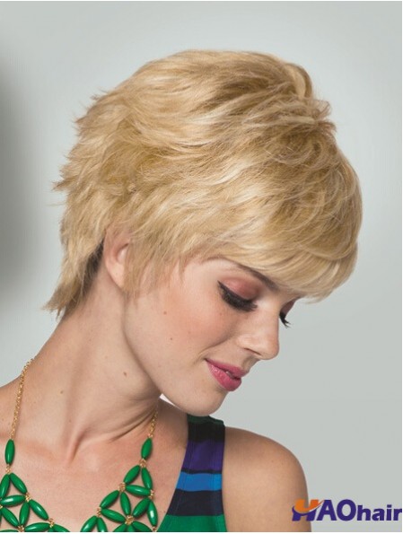 Boycuts Short Straight Blonde 5  inchperruques pratiques monofilament