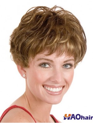 Perruques monofilament de style blonde courte droite en couches de 5  inch