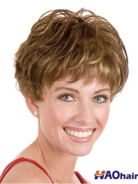 Perruques monofilament de style blonde courte droite en couches de 5  inch