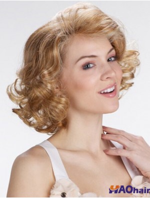 Blonde 12  inchlongueur de menton exquis bouclés perruques en dentelle classique