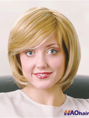 Bobs menton longueur droite blonde 12  inchbonnes perruques monofilament
