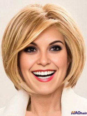 6 pouces de longueur de menton monofilament blonde coupe Bob perruques femmes