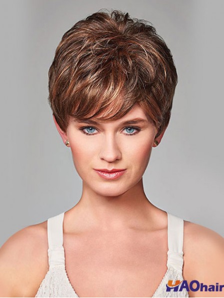 Wavy Short Brown 8  inchMonofilament Beautiful Bob Wigs