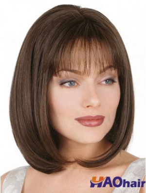 Bob droite perruque longueur de menton couleur brune bobs coupés avec capless