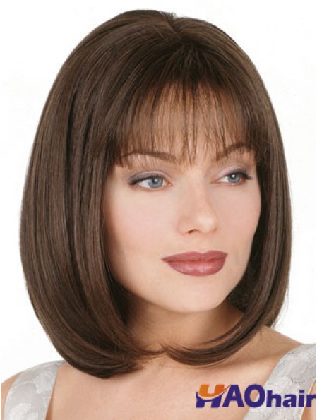 Bob droite perruque longueur de menton couleur brune bobs coupés avec capless