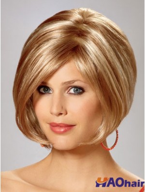 Capless menton longueur droite blonde magnifique bob perruques