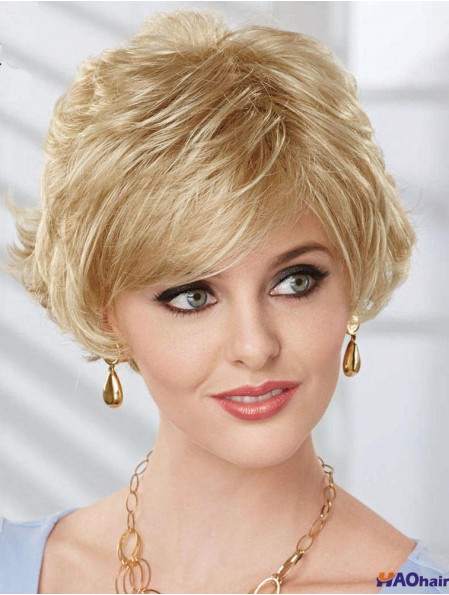 Bob Wig UK avec longueur de menton ondulé synthétique sans capuchon