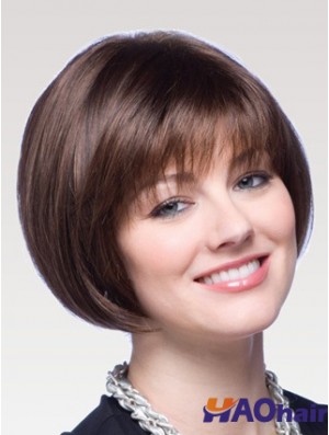 Capless menton longueur droite Auburn bon Bob perruques